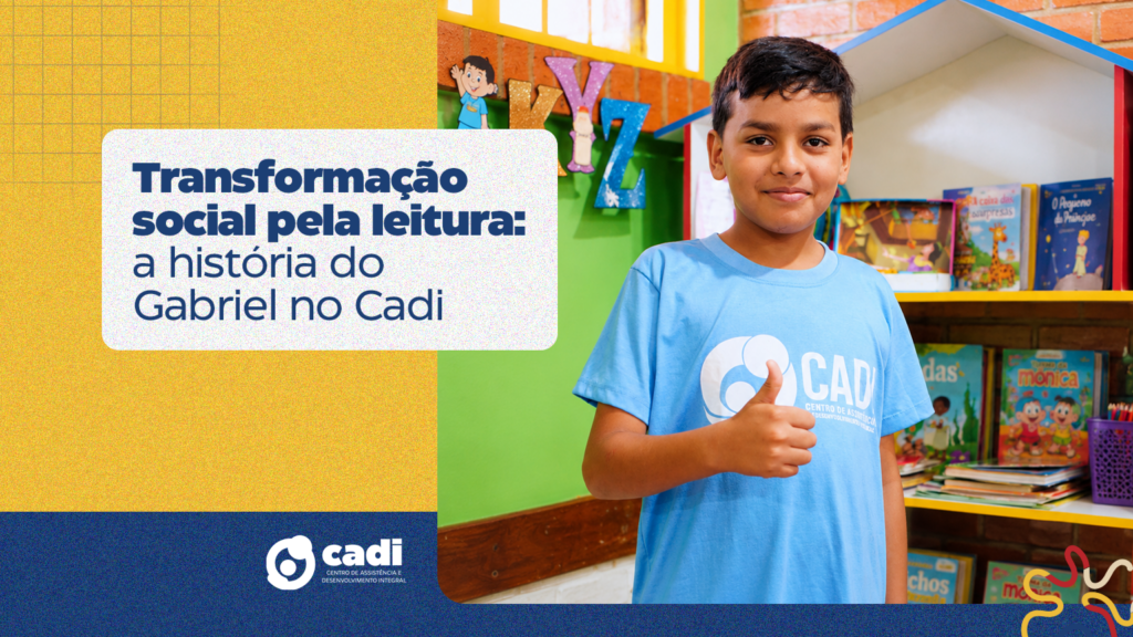 Criança em projeto de leitura do CADI Brasil aprendendo a ler e escrever
